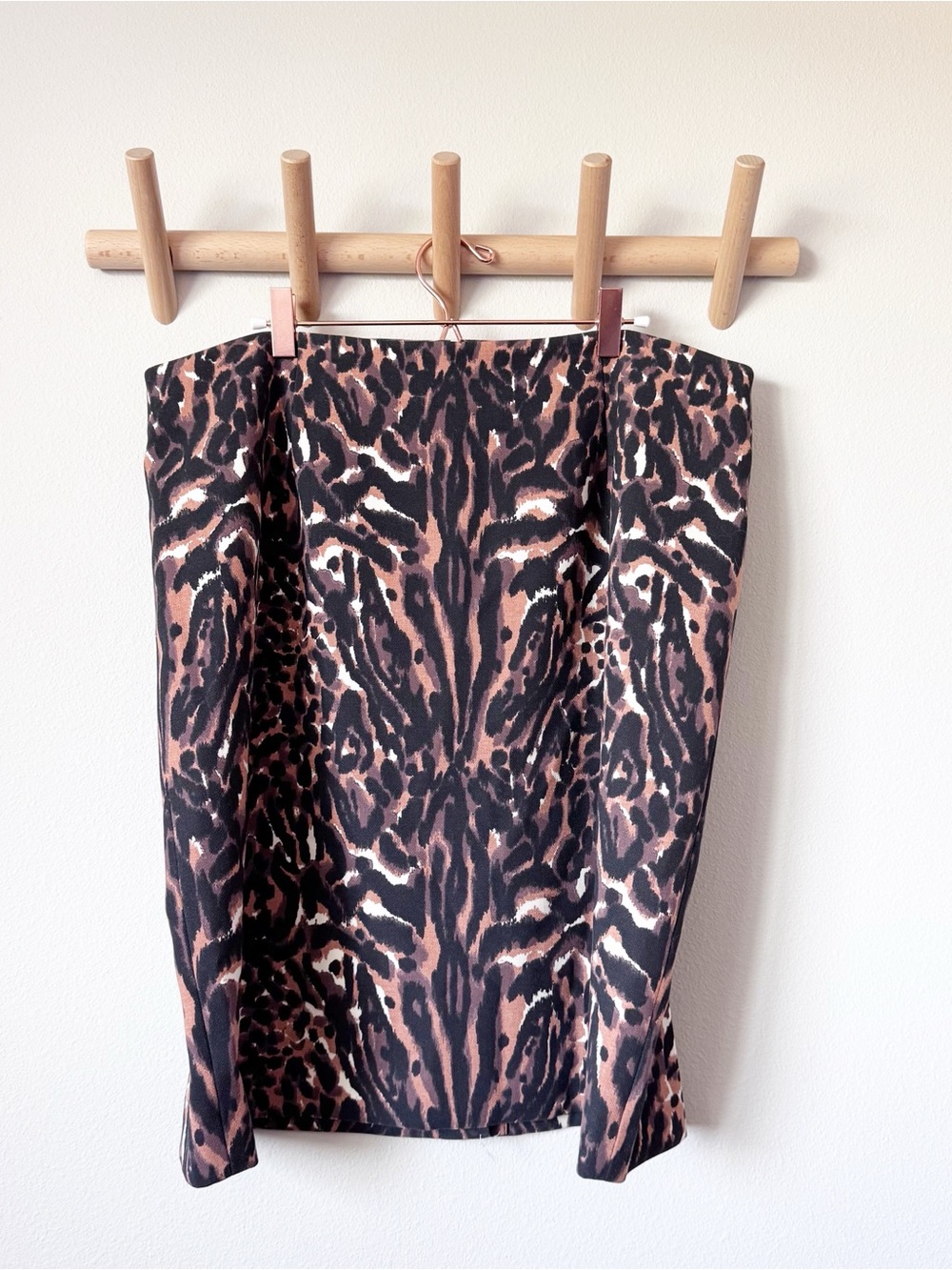 Talbots Leopard-Print Pencil Skirt in Black & Brown